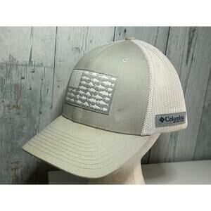 Columbia PFG Fish Flag Hat L/XL FlexFit Mesh Back Fishing Cap Performance